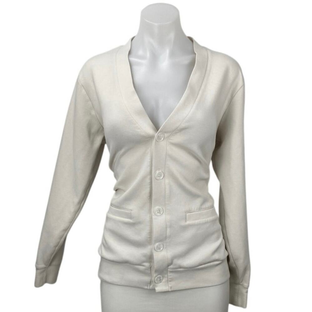 Greyson Women's White Long Sleeve V Neck Button Down Cardigan Sweater Size S
